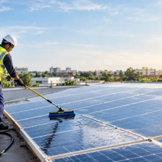 Solar Panel Cleaning at Sunrise Solar Panel Cleaning at Sunrise